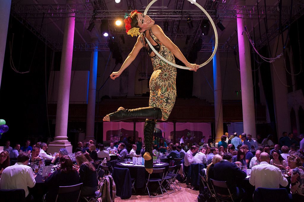 Aerialist in hoop at Circomedia